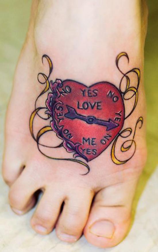 hình xăm trái tim trên bàn chân - 50 ảnh vui nhộn Tattoo Designs Foot <3 <3