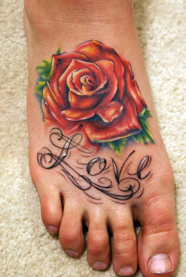 hồng đỏ hình xăm trên chân - 50 ảnh vui nhộn Tattoo Designs Foot <3 <3