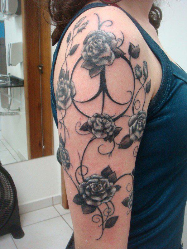 Grey Rose sleeve tattoo