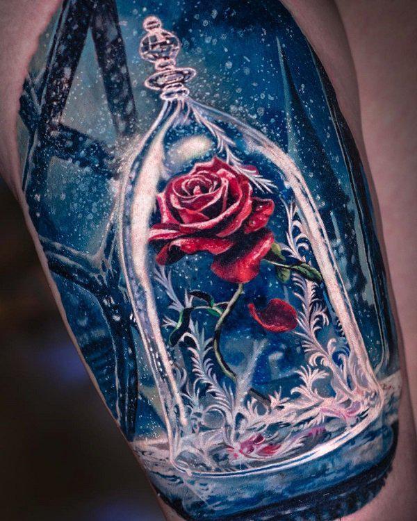 Rose in glass tattoo