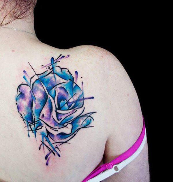 Watercolor rose tattoo