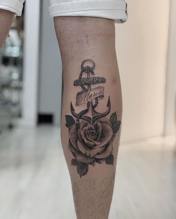 Secure Love - Anchor Rose Tattoo