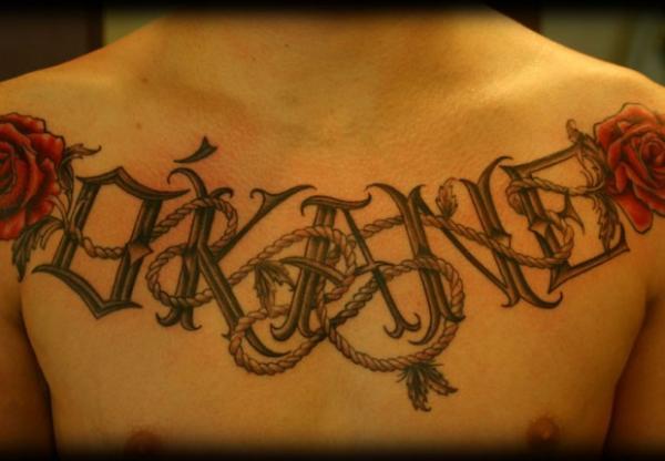 Tattoo uploaded by 2DoWn  Completed freehand chest piece Check previous  post to see the freehand preparation for this tattoo lettering letters  chicano script freehand tattoooftheday names nametattoo filligree  fineline delicate  Tattoodo