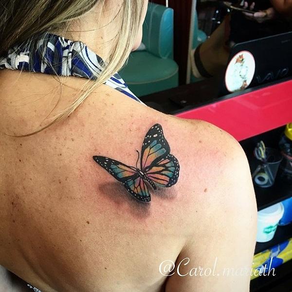 3d butterfly tattoo on shoulder