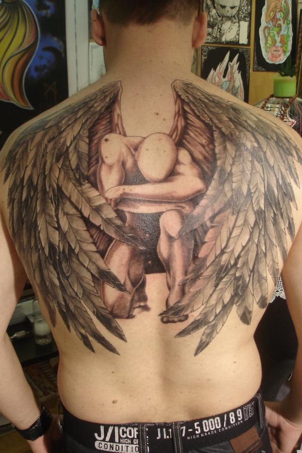 fallen angel wings tattoo for girls
