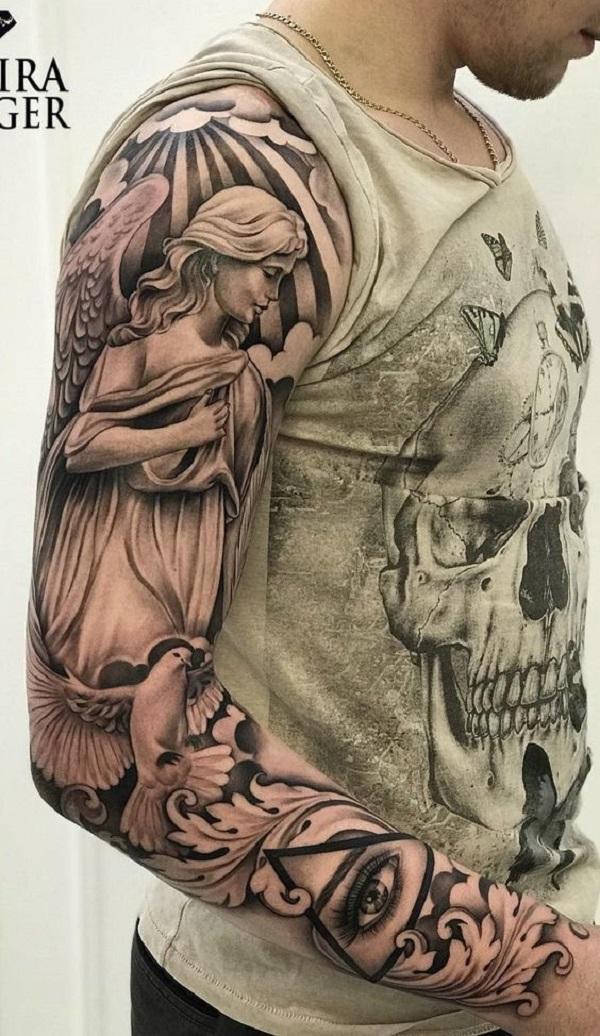 Guardian angel shin tattoo to complete lower leg tattoo sleeve Thanks   TikTok