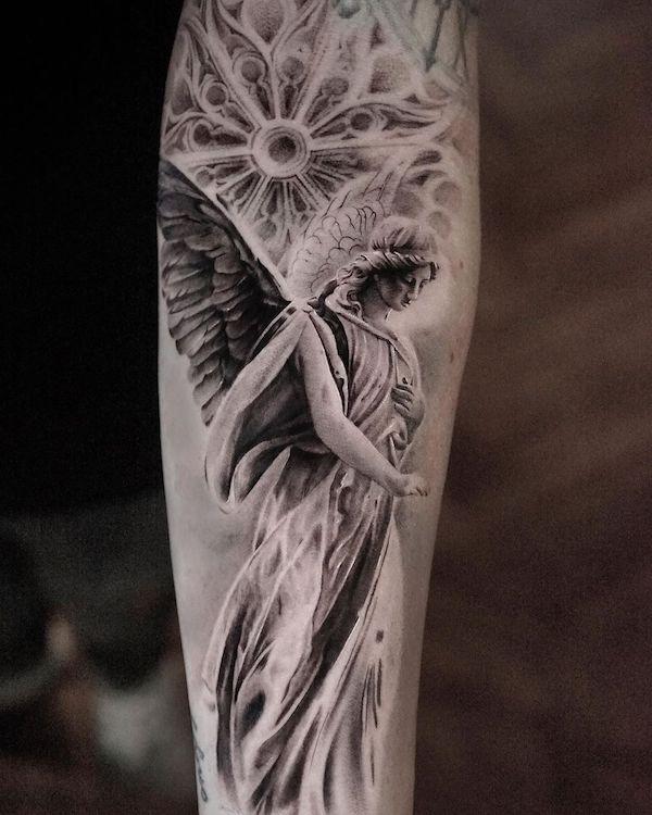 Top 63 realism angel tattoos  thtantai2