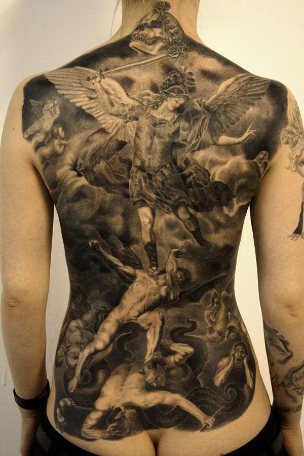 devil fighting angel tattoos
