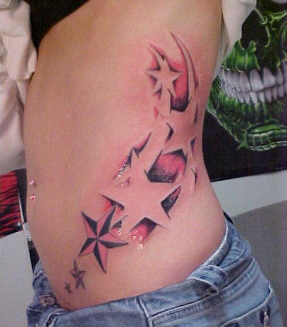 Minimalist north stars tattoo on the rib.