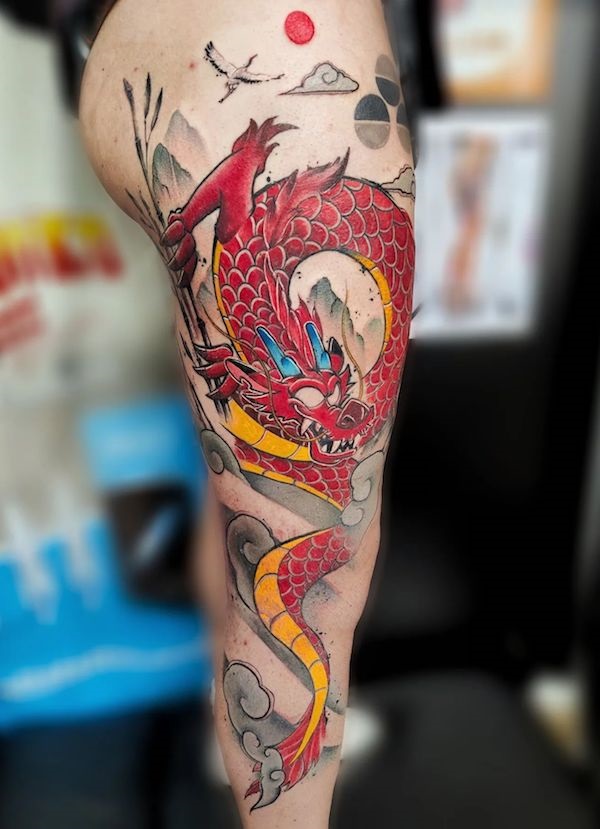 dragon wrapped around leg tattoo sleeveTikTok Search