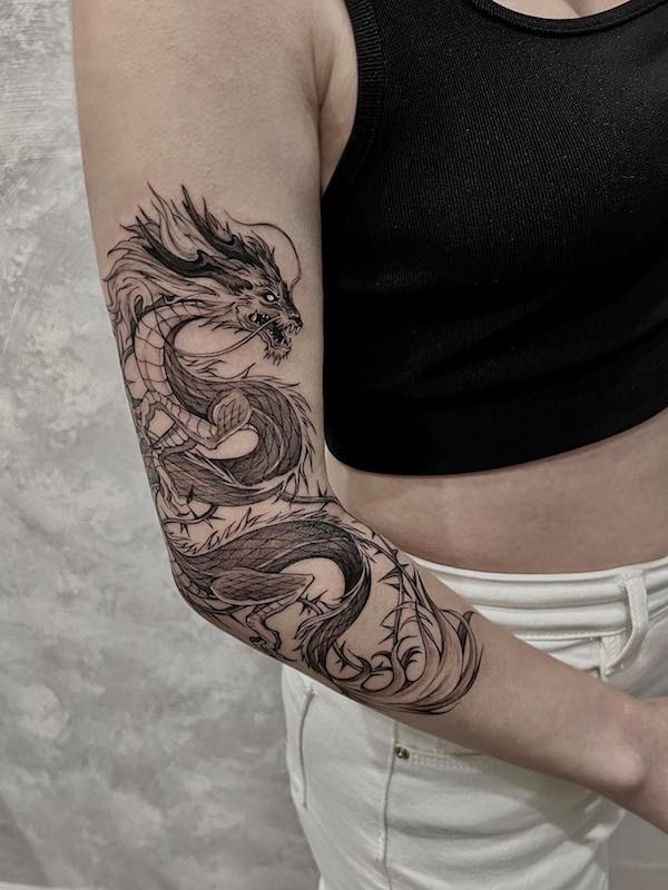 chinese dragon sleeve tattoos