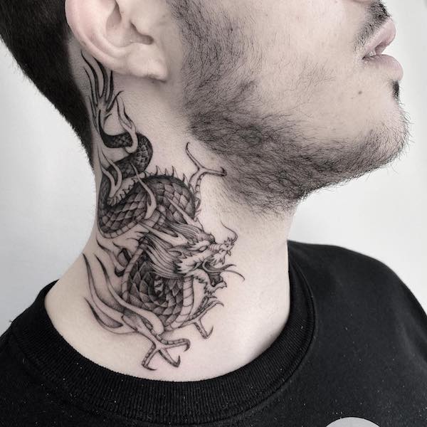 tattoo #dragon | Neck tattoos women, Girl neck tattoos, Side neck tattoo