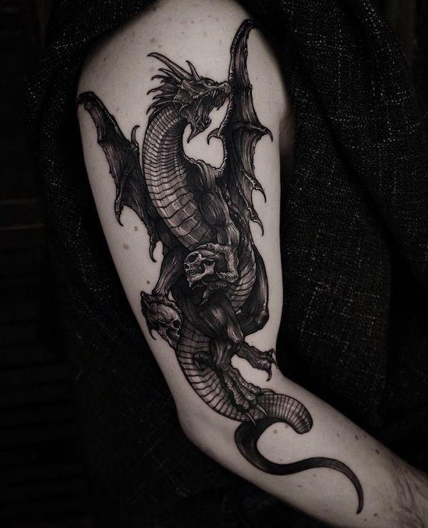 Medievil dragon sleeve tattoo