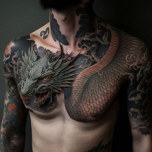 realistic japanese dragon tattoo