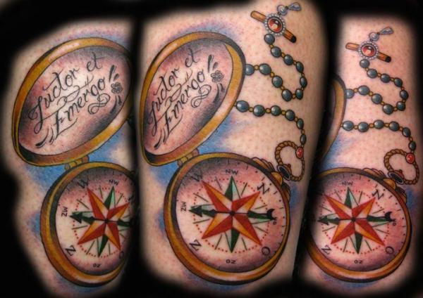 Colored ink with Compass and bracelet by Guen Douglas