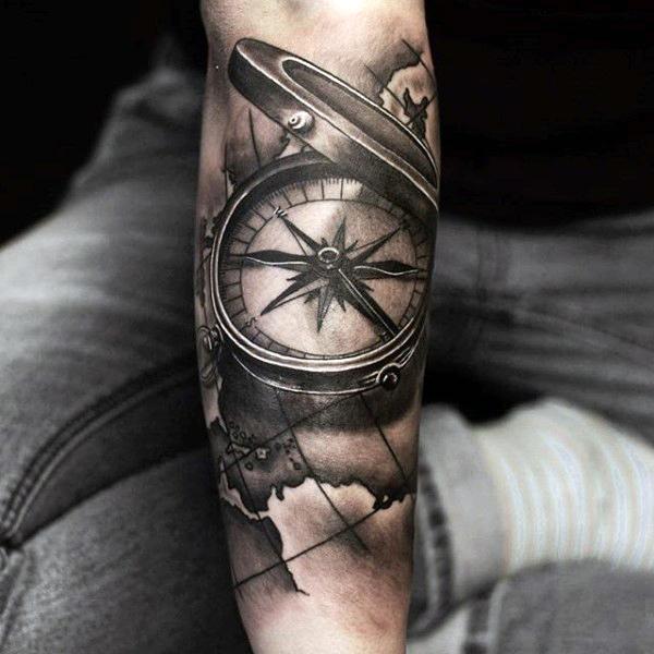 Compass Tattoo Forearm
