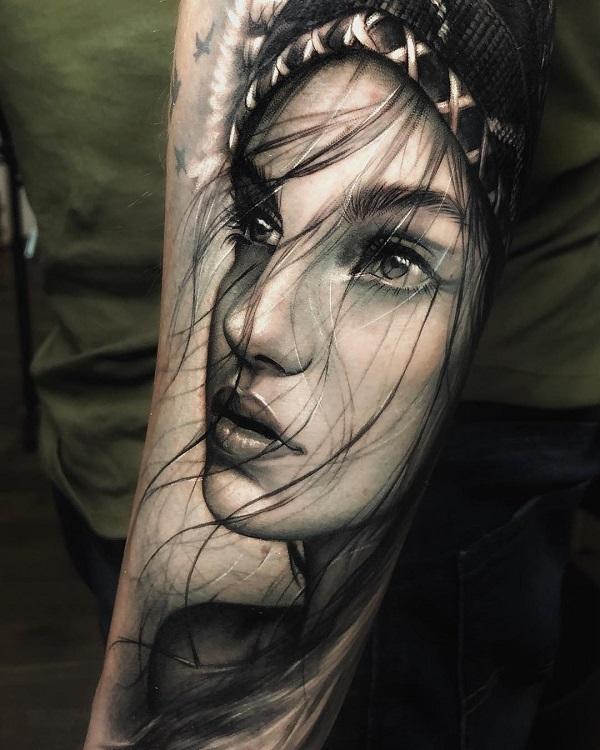 Woman portrait tattoo by Karina Cubatattoo  Post 15175