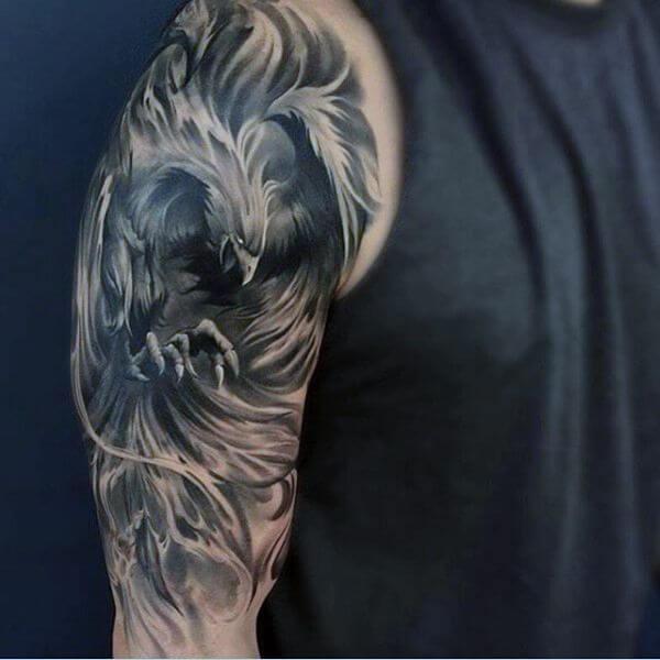Montreal Black and grey phoenix tattoo  Realism tattoo Phoenix tattoo  design Pheonix tattoo