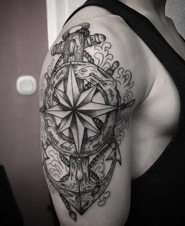 Nautical Compass Anchor Tattoo
