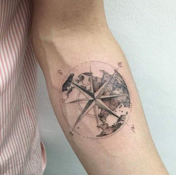 compass forearm tattoo