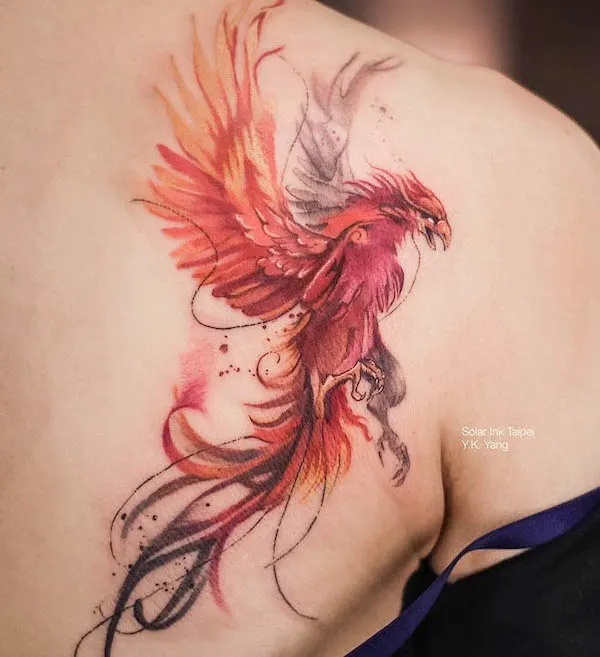 Fire phoenix tattoo back tattoo