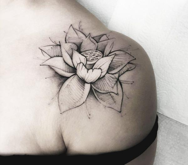 ORDERSHOCK Moon with Lotus Tattoo Temporary Tattoo Stickers For Male And  Female Fake Tattoo Sticker Tattoo body Art : Amazon.in: Beauty