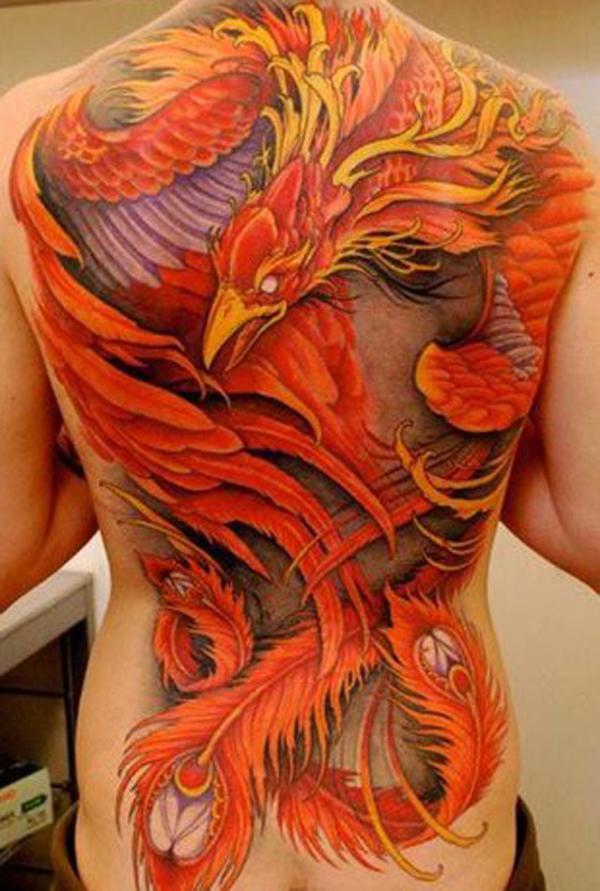 Black And Grey Full Back Phoenix Tattoo - Ace Tattooz