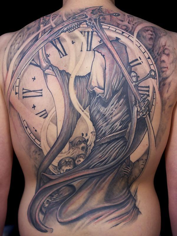 Grim Reaper Clock Tattoo