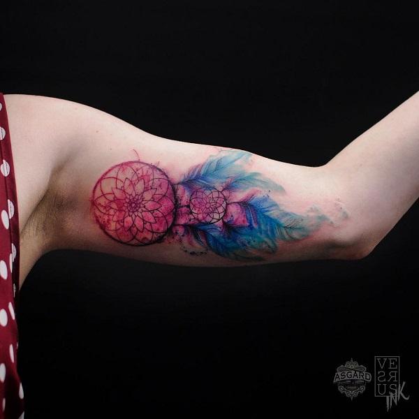 78 Graceful Dreamcatcher Tattoos On Thigh  Tattoo Designs  TattoosBagcom