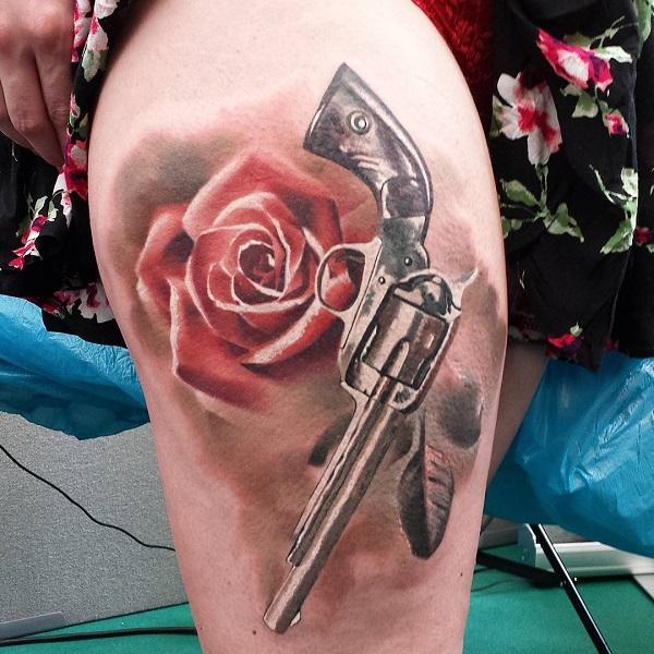 revolver rose tattoo design