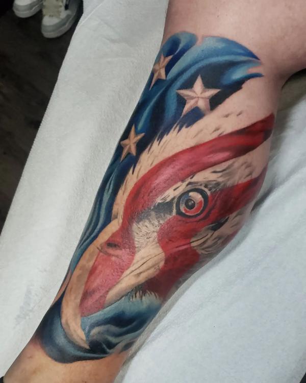 Another patriotic tattoo of mine. With a twist on it as well. Kevin  Patrick, State of Art, Tucson AZ : r/tattoos