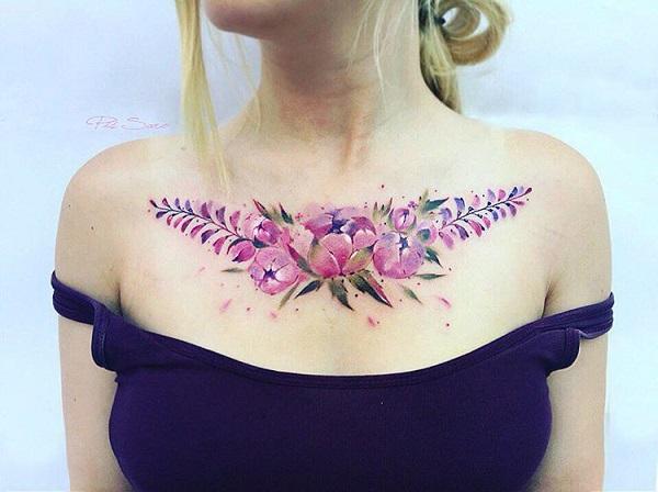 All the Piercings and Body Mods  Chest flower tattoos by Jentonic on  Instagram