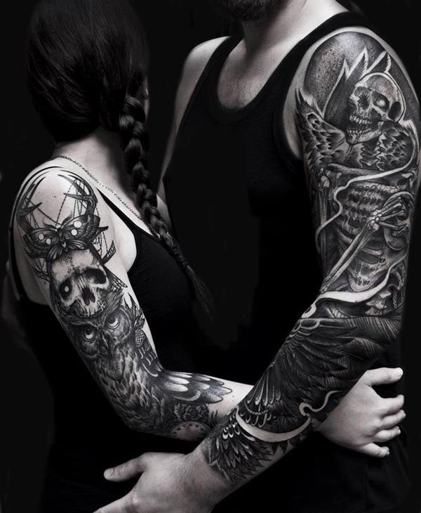 Black and White Koi Sleeve by Tattoo Artist Terry Ribera