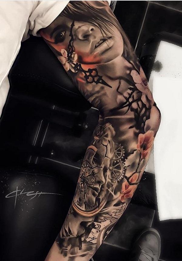 Best Black and Gray Gothic Tattoo for Men Tattoo Idea