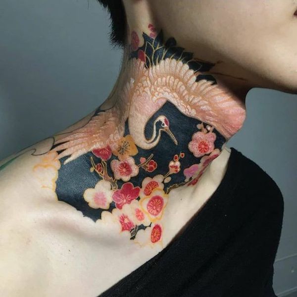 Tattoo uploaded by Rebecca • Peony flower neck tattoo by Elliott Wells  #peony #peonies #flower #japanese #ElliottWells #triplesixstudios • Tattoodo