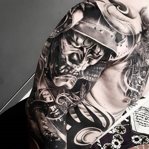 jeffchewtattoostudio | Samurai tattoo sleeve by @jeffchewtattoostudio Done  this two years ago. Tattoo appointment / enquiry inbox only to  @jeffchewtattoostudi... | Instagram