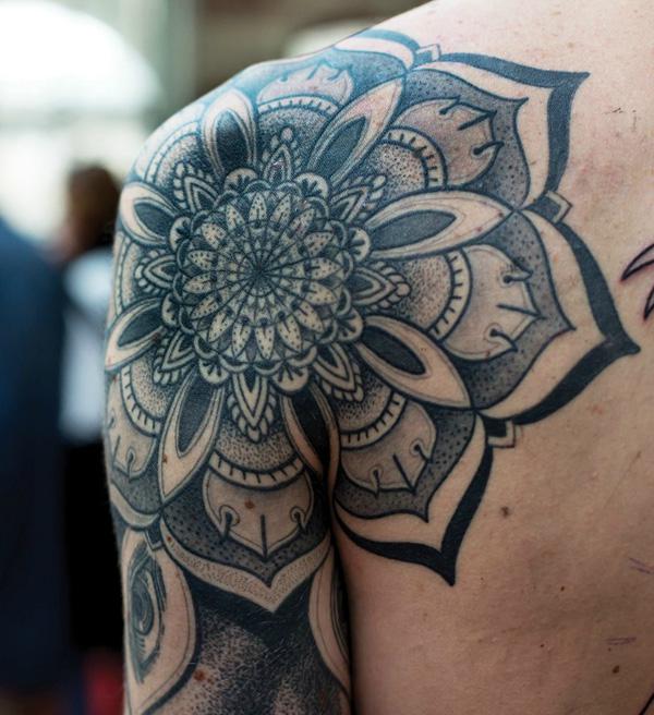 back shoulder blade tattoos for men