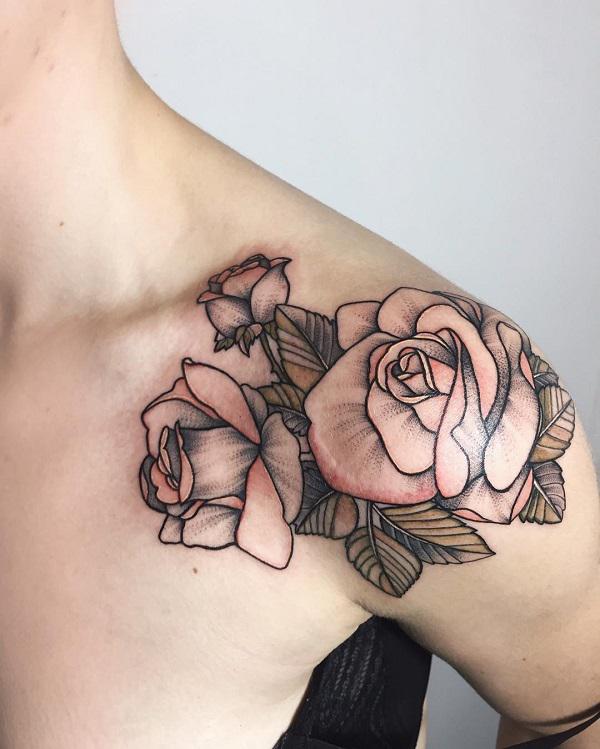 rose tattoo shoulder outline