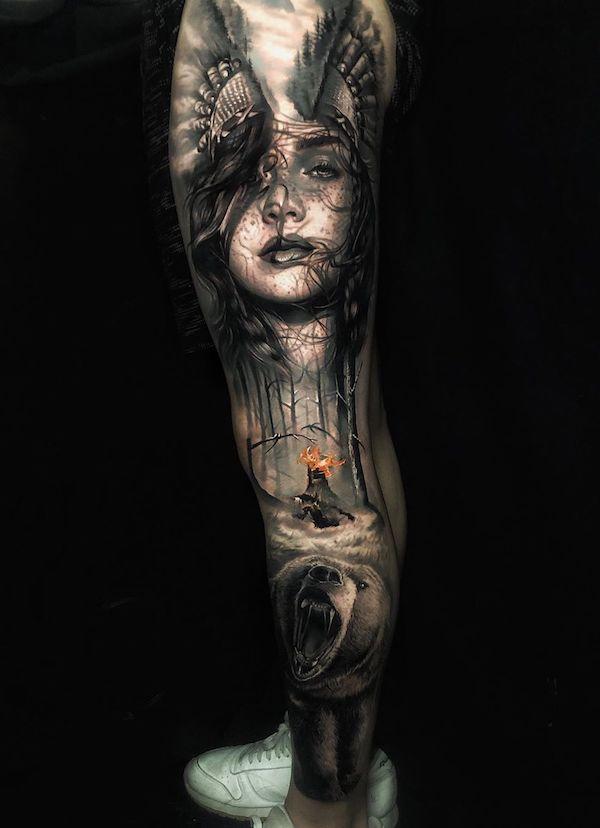 Horror Sleeve tattoo by Sasha O Kharin  Photo 14575