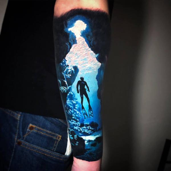 First Tattoo  Half Sleeve Surreal Underwater by Volkan Demirci IG  volkantattooz London GB  rtattoo
