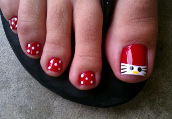 hello kitty toe nail art