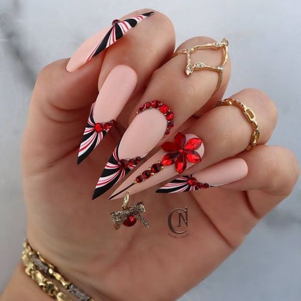 red stiletto nails designs