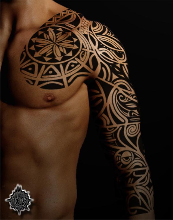 maori arm tattoos chest