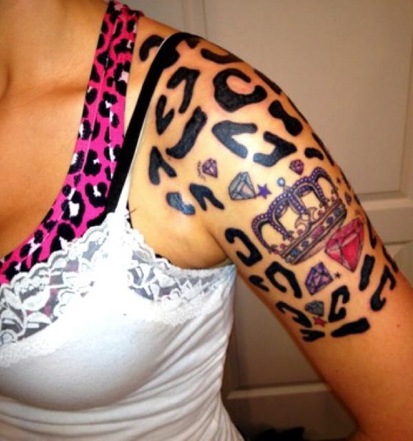 leopard print tattoos on foot