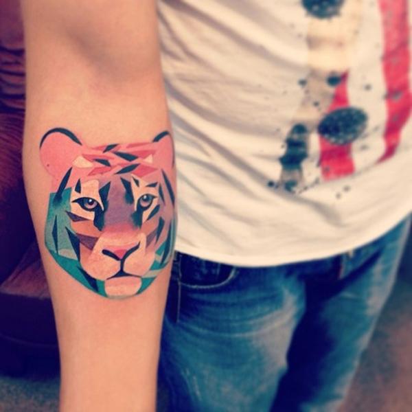 Geometric Strong Tiger Tattoo Design - Tattapic®
