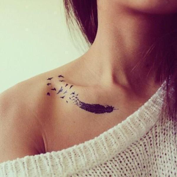 Cute Feather Tattoo on Neck for Girls | My xyz Blog