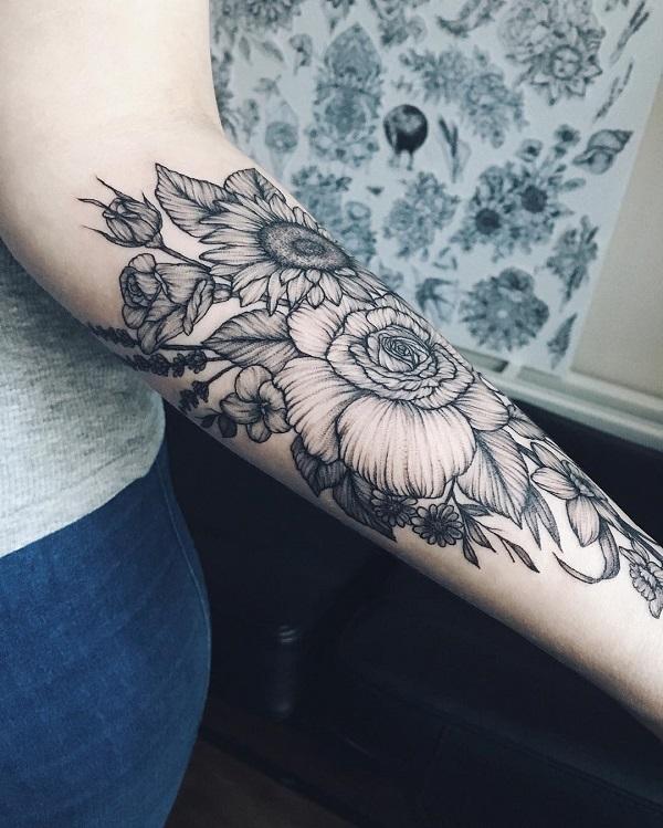 Flower forearm tattoo for women 105