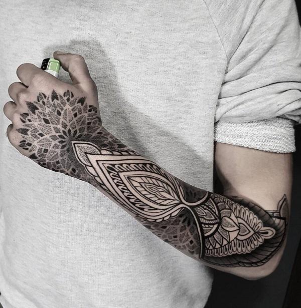 Mandala forearm tattoo 86