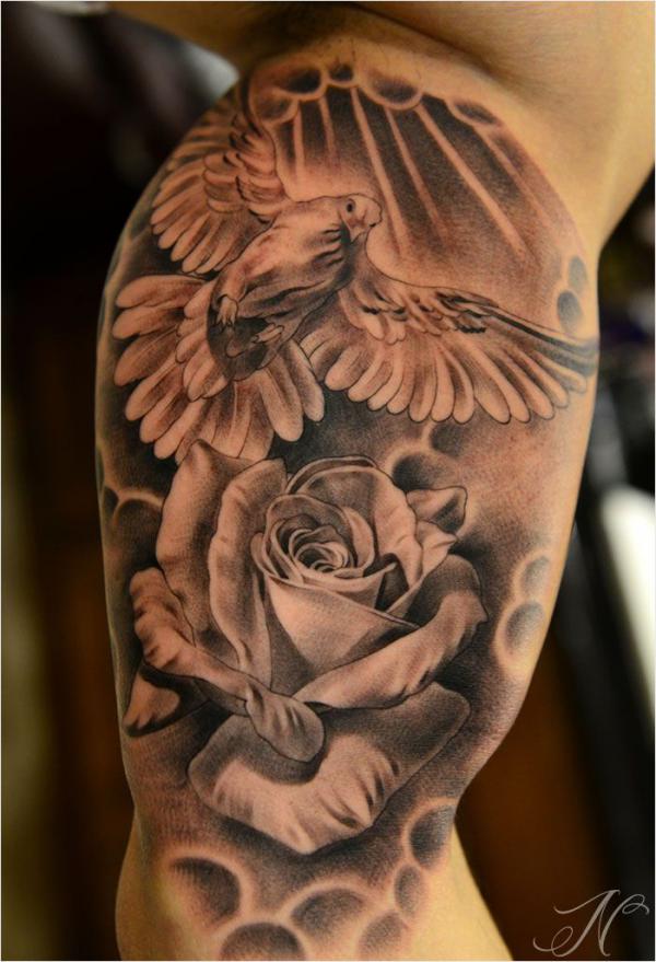 doves and rose memorial tattoo by ArtworkbyMatWard on DeviantArt
