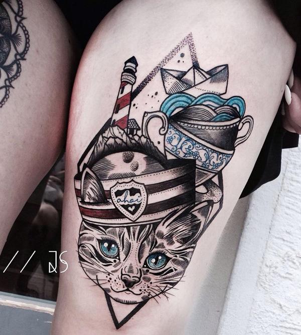 Cat Tattoo on Thigh | TikTok